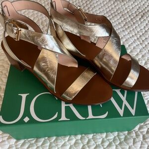 J. CREW Sandals Leather Gold SZ 8